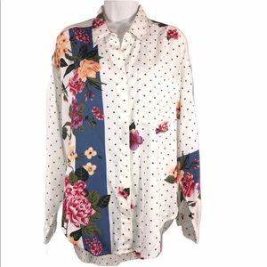 Vintage Krazy Kat Floral Polka Dot Shirt, Size M